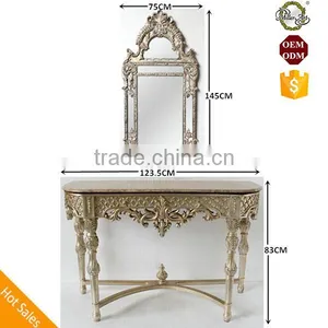 Mirror Bedside Console Table With Marble Top Luxury thumbnail-1