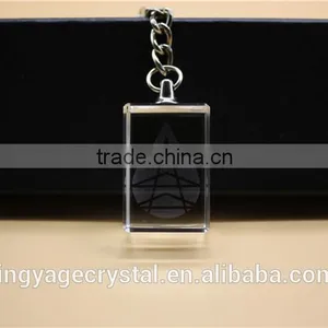 2D Engraving Logo Crystal Galss Keychain thumbnail-1