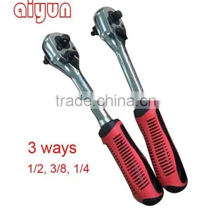 1/2", 3/8", 1/4" 3 Ways Ratchet Handle Wrench Socket Set Repair Tools thumbnail-1