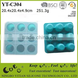 9 Holes Circle Silicone Ice Cube Tray thumbnail-1
