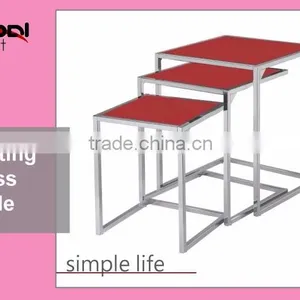 High Quality Durable Tempered Glass Coffee Nesting Metal Side Table thumbnail-2