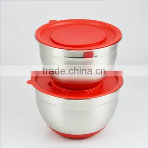Wholesale Non-slip Stainless Steel Mixing Salad Bowl With Spout thumbnail-2