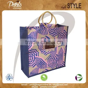 PP Laminated Jute Tote Bag With Padded Rope Handle & With Two Side Umbrella Print thumbnail-2