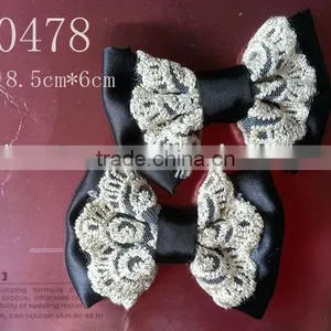 CF0478 Beautiful Boutique Lace Black Wholesale Hair Bows for Kids thumbnail-1