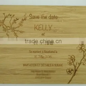 Custom Wooden Wedding Invitation Card Laser Cut thumbnail-1