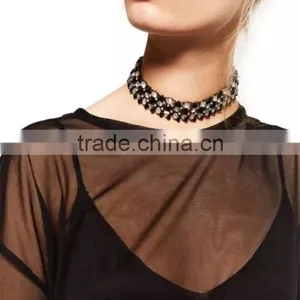Fashion New Design White/black Opal Gem Choker Necklace for Women Big Brand Jewelry thumbnail-1