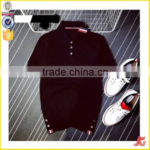 Wholesale 100% Cotton Embroidered Logo Black and White Color Men Custom Polo t Shirt With Side Button thumbnail-1