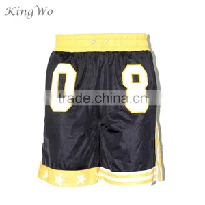Mens Cheap Black and Yellow Applique Team Numbers Basketball Shorts Design thumbnail-1
