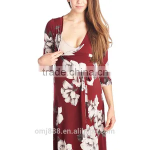 2017 OEM Hot Lady Sexy Floral Photo Maternity Nursing Wrap Dress thumbnail-6