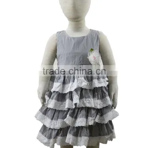 Wholesale Boutique Clothing Stripe Ruffle Lace Girl Tutu Dress thumbnail-1