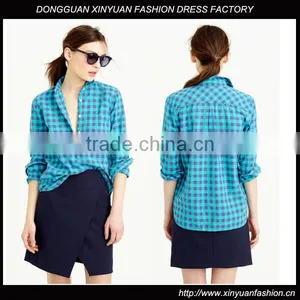 Womens Long Sleeve Fashion Plaid Shirts Tops,Custom Casual Loose Plaid Shirts For Women thumbnail-1