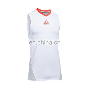 OEM Quick Dry Polyester Custom Embroidery or Sublimation Logo White Basketball Gym Tank Top Men thumbnail-2