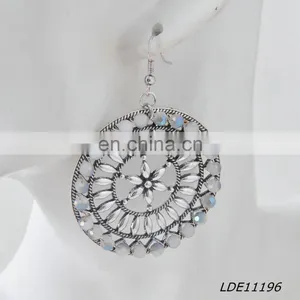 New Design Hollow Disc Crystal Earring Big Round Flower Earring thumbnail-1