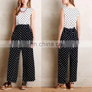 Factory Price Plain Cotton Pokka Dot White Sleeveless Women Shirt thumbnail-1