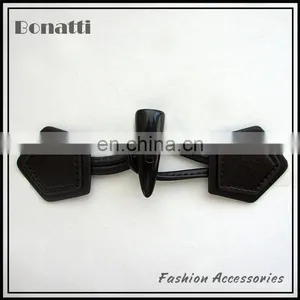 Brown Leather Coat Toggle Buttons thumbnail-1