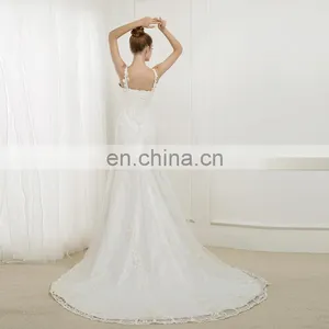 EBX-110W Dropped V-neck Sequin Lace Cover Long Train Mermaid Trumpet Wedding Dress thumbnail-2