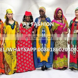 African V-neck Print Women Kaftan Wholesale Dashiki Shirts thumbnail-6