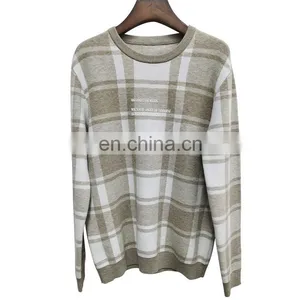 DiZNEW Custom Logo Printed Men Sweaters Long Sleeve Bulk Plaid Pullover Sweaters thumbnail-1