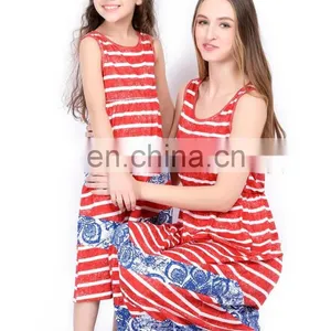 2019 Summer Mommy and me Family Wear Womens Red Stripes Lace Ruffle Maxi Daughter Dresses (this Link for Girls,1-12years) thumbnail-2