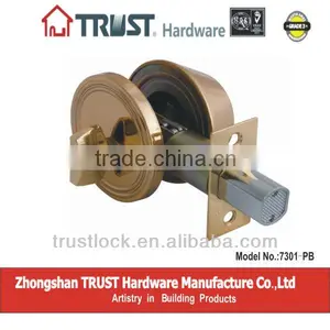 7301PB:TRUST ANSI Grade 3 Single Deadbolt Lock With Brass Cylinder thumbnail-1