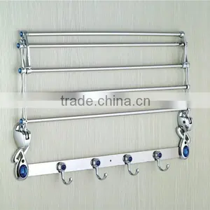 90 Degree Rotation Bathroom Wall Towel Shelf With Hooks With Blue&white Diamond A166 thumbnail-2