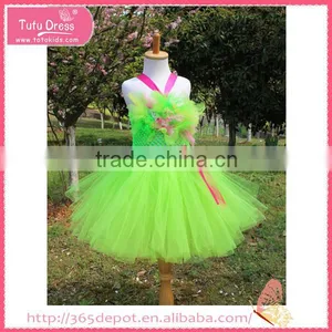 Ruffle Viridity Ribbon Tutu Fluffy Voile Girl's Dress Children Frocks Designs thumbnail-4