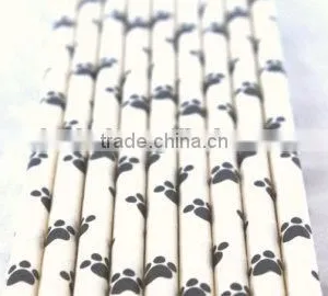 New Designs Paw Print Paper Straws, Drinking Paper Straws thumbnail-1