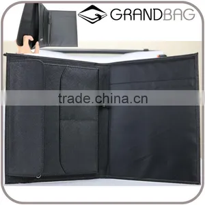 Wholesale High Quality Custom Black Color Genuine Saffiano Leather Office File Bag Document Folder Notebook thumbnail-1