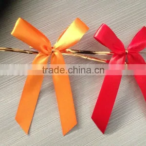 Satin Pre-tie Bow With Gold Twist, Present Decorate With 3.25 Inches With Wire Tied Bow thumbnail-1
