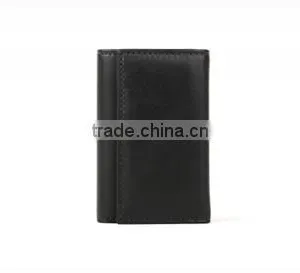 Slim and Simple Wholesale Super-soft Genuine Leather Tri-fold Key Case With Key Rings thumbnail-2