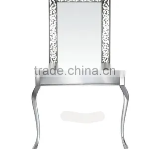 Beiqi 2016 Hot Silver Stainless Steel Engraving Mirror Station Makeup Mirror Unit Used Beauty Salon Furniture for Sale thumbnail-2