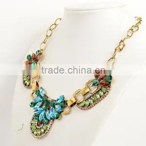 Fashion Gemstone Blue Turquoise Bead Chain Druzy Pendant Necklace For Women thumbnail-4