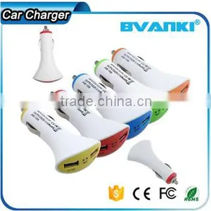 New Products 2016 12v Car Battery Charger Indicator Light Portable Dual Usb Car Charger With Smile Face Free Sample thumbnail-1