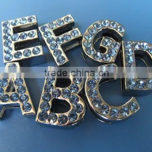 Zinc Alloy 18mm Slide Letters With Light Blue Rhinestones thumbnail-2