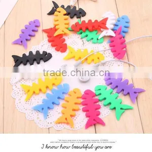 Fashion Wholesale Price Soft Silicone Fish Bone Earphone Cable Winder thumbnail-4