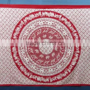 Round Circle Peacock Printed Jaipur Indian Mandala Cotton Bed Sheets thumbnail-5