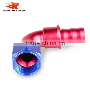 Aluminum Oil Cooler Hose Fitting 90 Degree Push on Hose End Push on Fitting Blue and Red 10-090-10 thumbnail-5