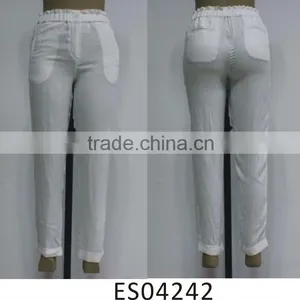Ladies Simple Design Pure White Chiffon Pant thumbnail-1