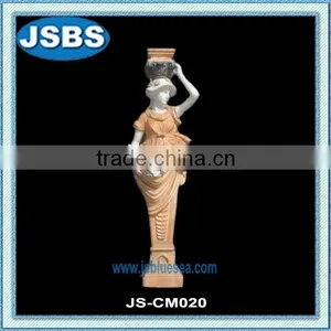 Carved Marble Lady Column Statue thumbnail-1