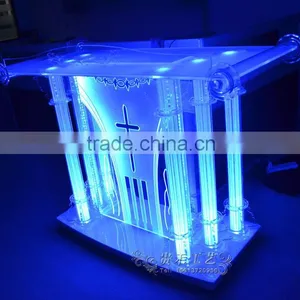 High Qualtiy Modern Church Pulpit With LED Light, Acrylic Podium thumbnail-2
