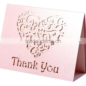 Gold Pink Heart Shape Laser Cut Table Thansk You Card thumbnail-2