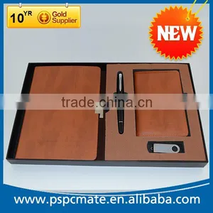 PU Leather Notebook USB Flash Drive Ball Pen Office Stationery Gift Set thumbnail-1