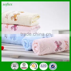 Cheap Soft Water Absorption Cotton Bowknot Jacquard Cut Pile Face Towels With Embriodery thumbnail-2