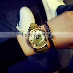 Camouflage Watch, Unisex Watch, Women Watches, Antique, Brass Watch, Vintage Style Camouflage Leather Watch thumbnail-2