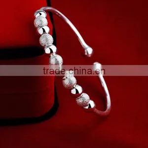 Best Seller ! Wholesale 2015 Women's Silver Beads Open Bracelet thumbnail-2