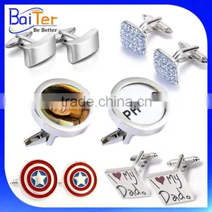 China Wholesale Custom Make Logo Printed Cuff Link Enamel Stainless Steel Cufflink With Logo Cufflink Blank For Men Quality Choice thumbnail-1