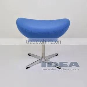 Replica Arne Jacobsen Egg Ottoman - Blue Wool Fabric - Polished Aluminum Base thumbnail-1