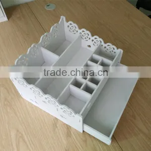 White Cosmetic Wooden Box With Drawer For Girls Design Wholesale Carved Boxes thumbnail-5