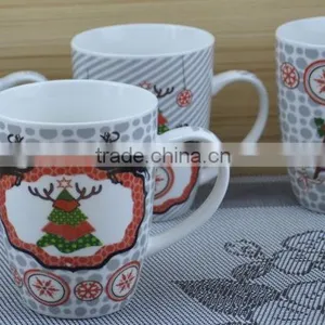 11OZ Merry Chirstmas Design Full Decal Print Coffee Cups, Shiny Surface Porcelain Mug, KL5004-A425 thumbnail-1