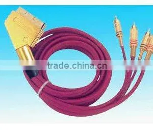 Scart Plug to 4 RCA Cable Red Cable Gold Connector Rohs Comliant thumbnail-1